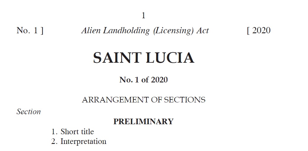 Alien Landholding (Licensing) Act. No 1 of 2020