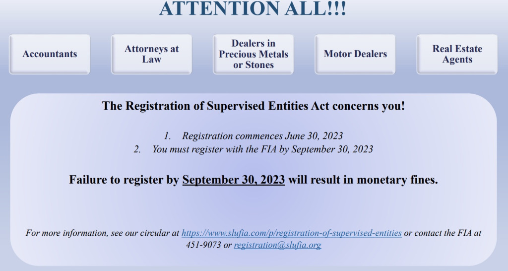 Registration of Supervised Entities In St Lucia FIA