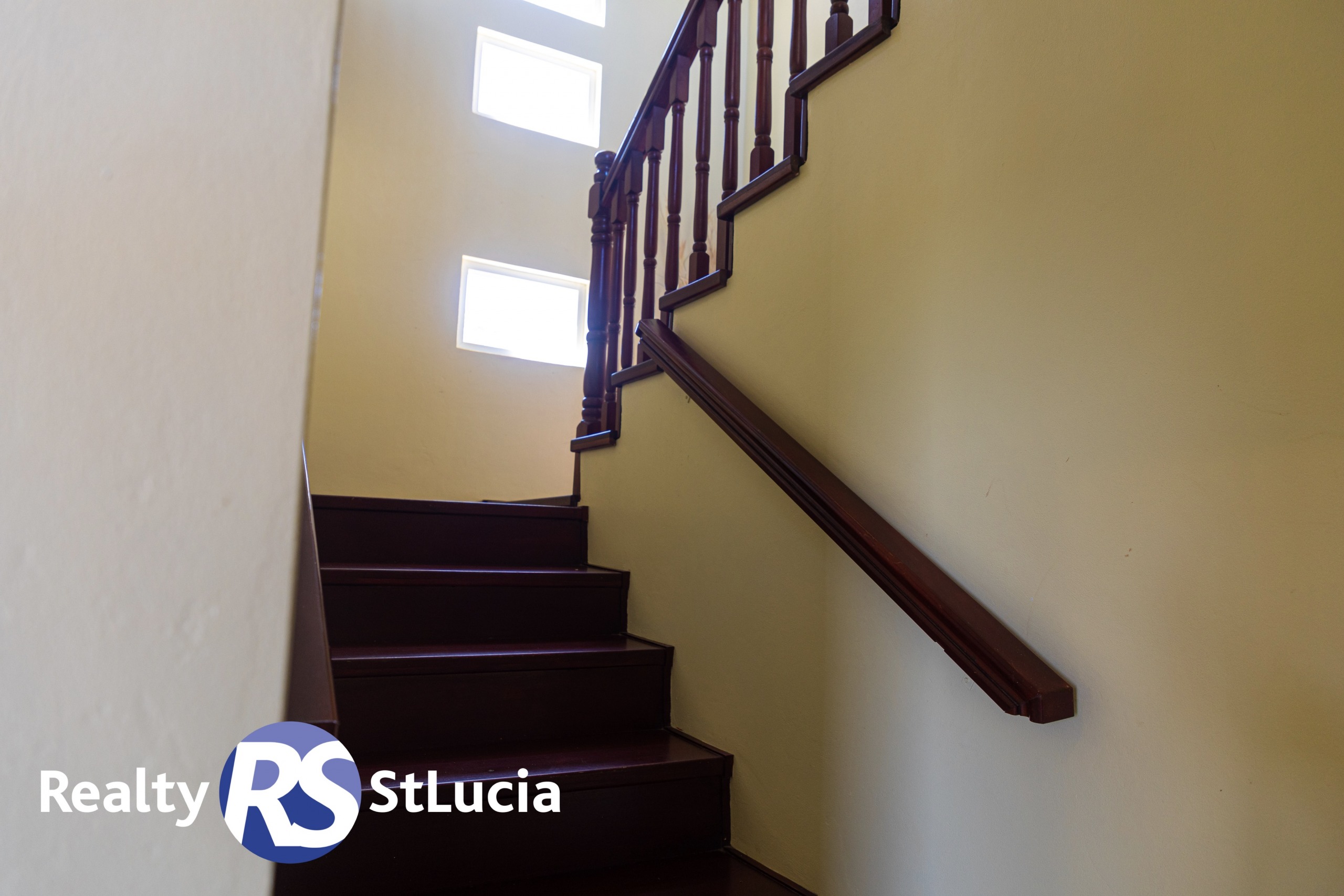 st lucia real estate villa canelles stairs wood