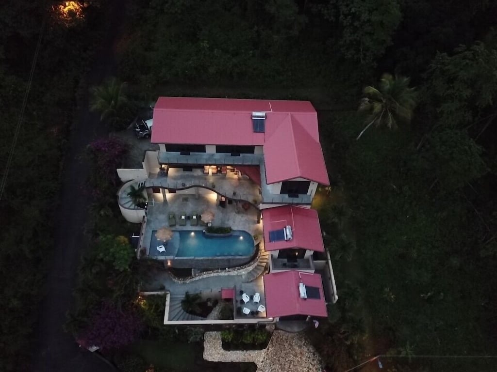 St Lucia real estate for sale Laborie aerial view night