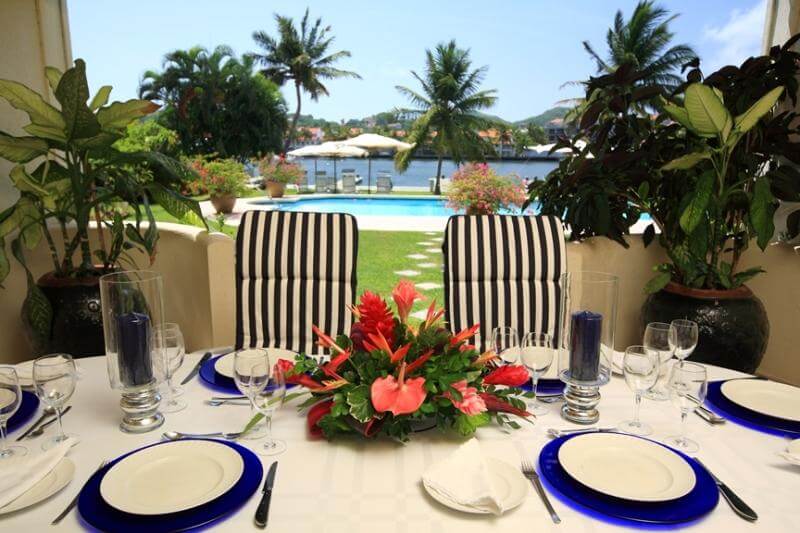 water front villa for sale st lucia outdoor dining