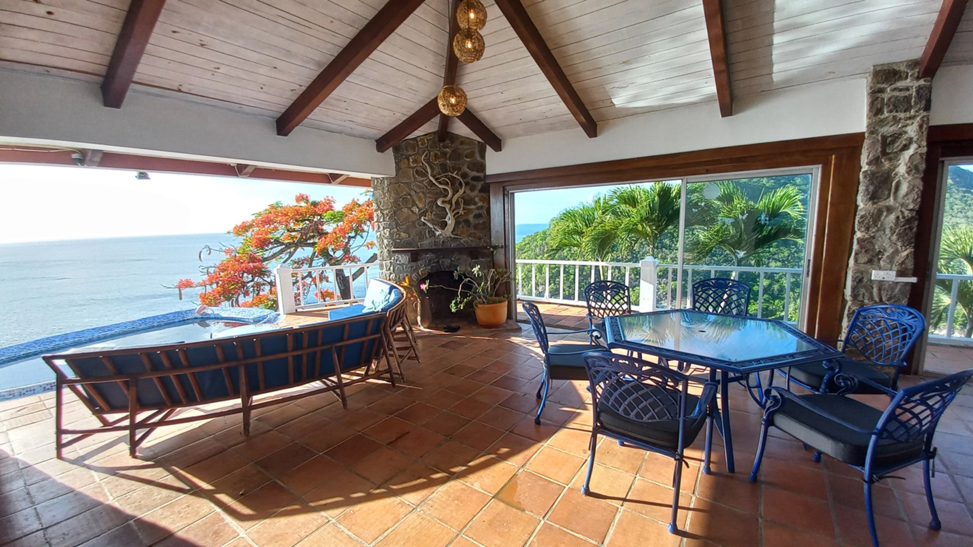 St Lucia Real Estate The Cliff House Overlooking Marigot Bay covered patio