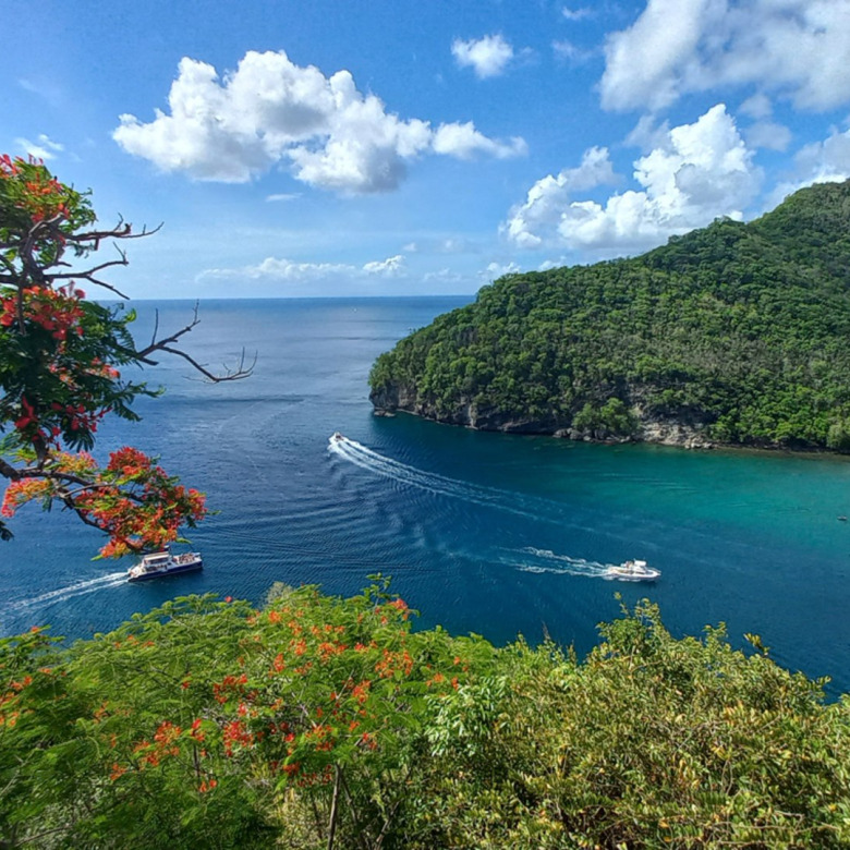 St Lucia Real Estate The Cliff House Overlooking Marigot Bay boats