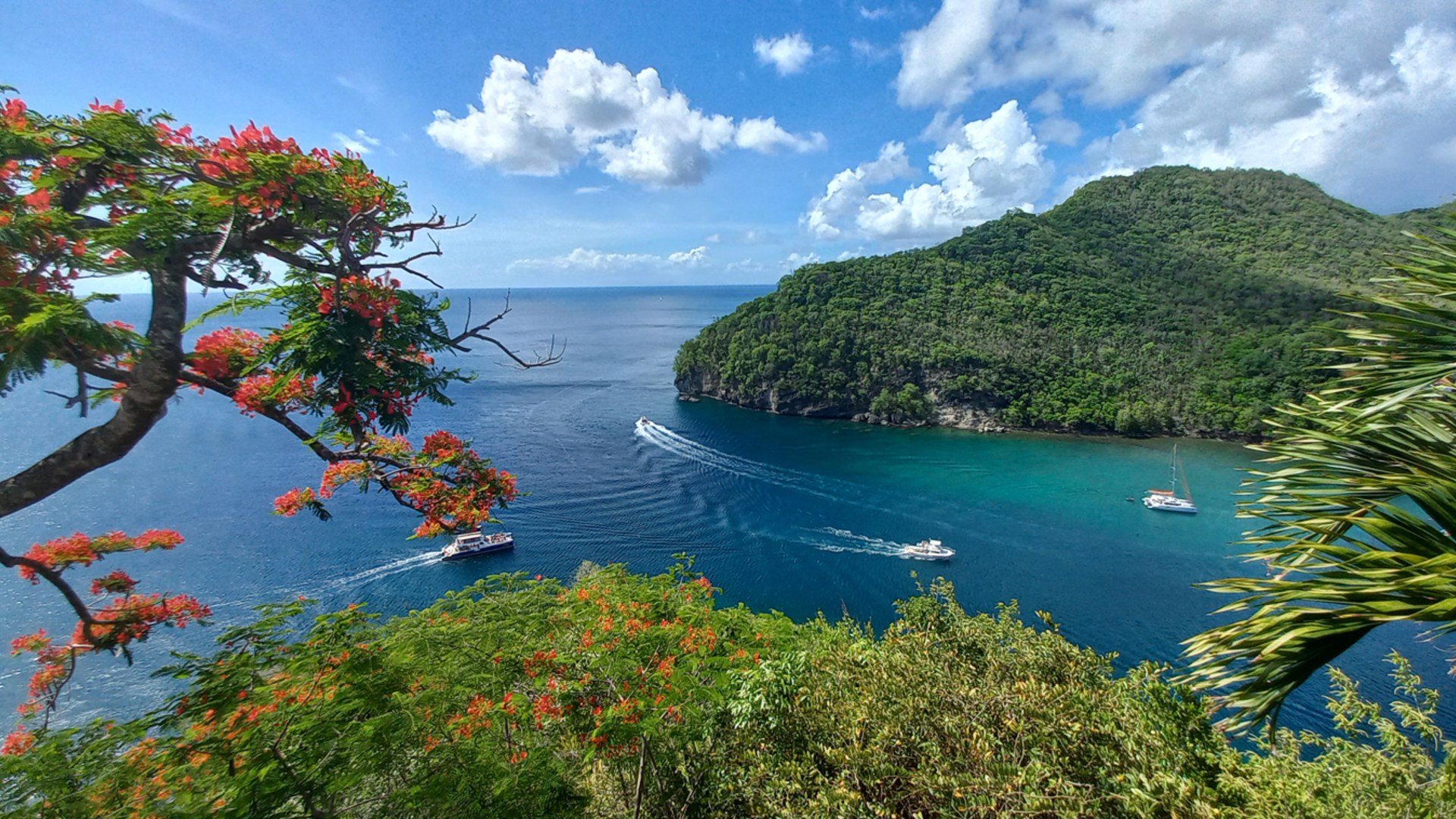 St Lucia Real Estate The Cliff House Overlooking Marigot Bay boats