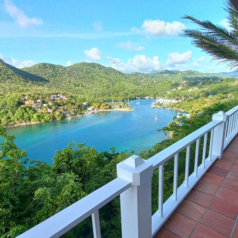 St Lucia Real Estate The Cliff House Overlooking Marigot Bay clay tile blacony