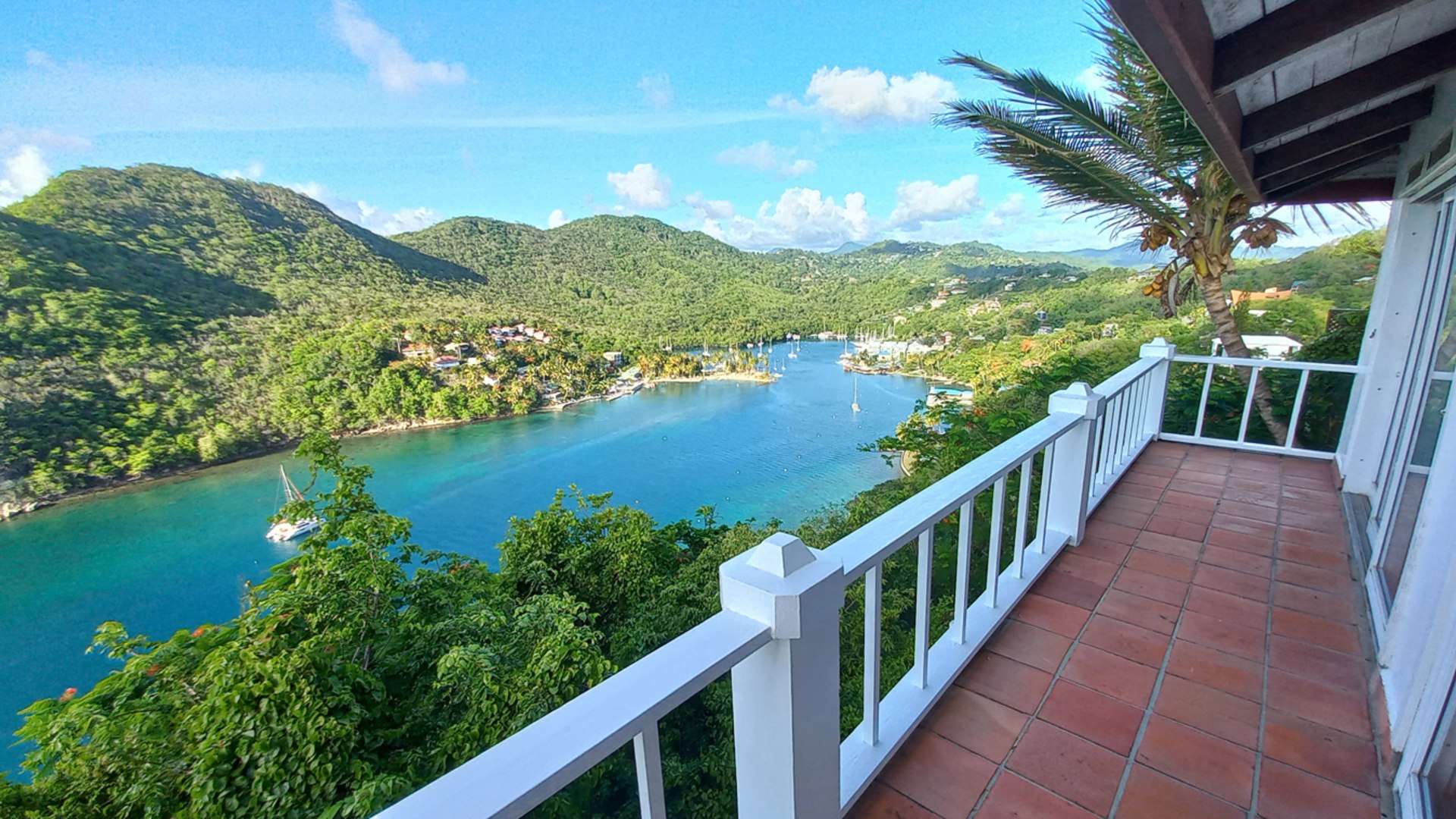 St Lucia Real Estate The Cliff House Overlooking Marigot Bay clay tile blacony