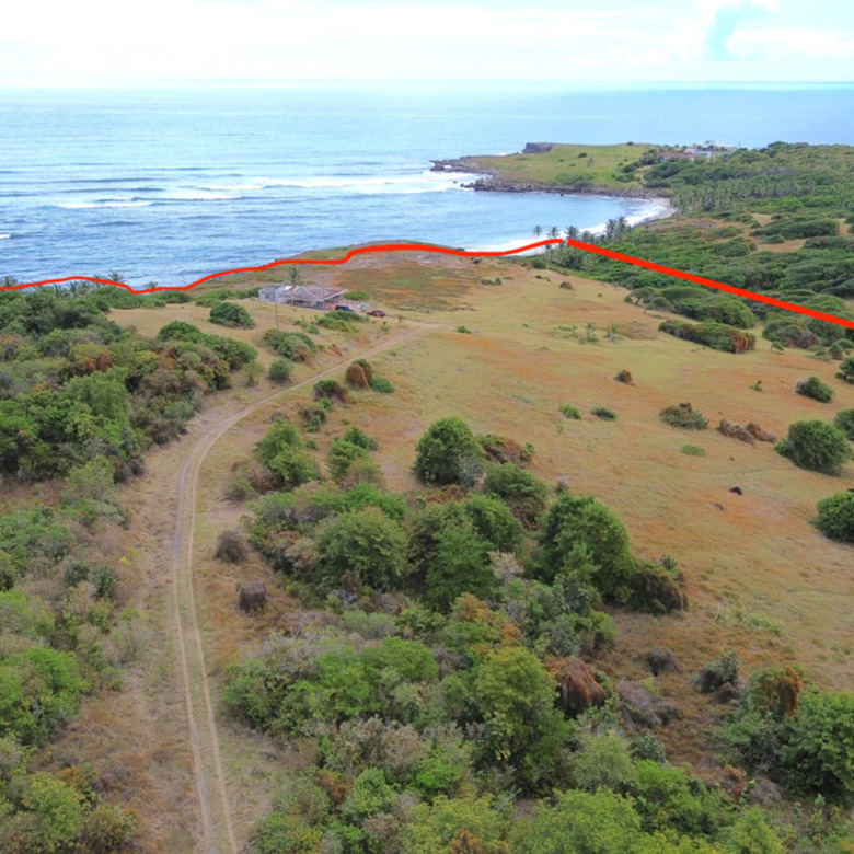 28 Acre St Lucia Beach Front Land For Sale boundary