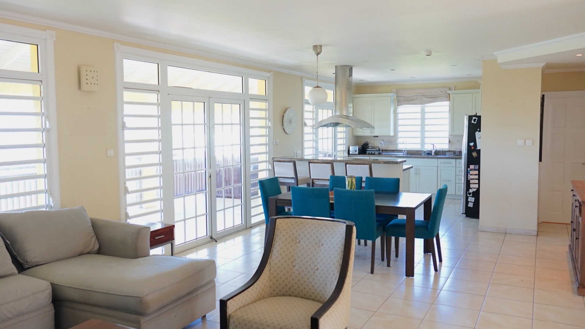 st lucia real estate villa blue dining table