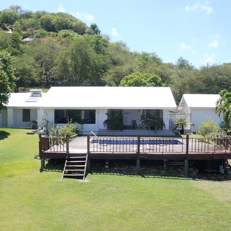 house and land in st lucia wooden deck