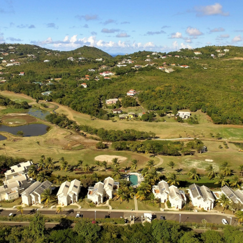 St Lucia real estate VILLAS ON THE GREEN 2 For Rent aerial view