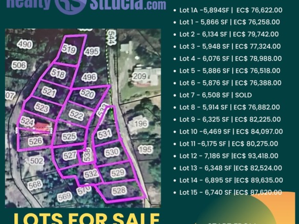 5 Lots For Sale At Herelle Heights Laborie Herelle Heights is a fully serviced land development located in Herelle Estate, Laborie.
