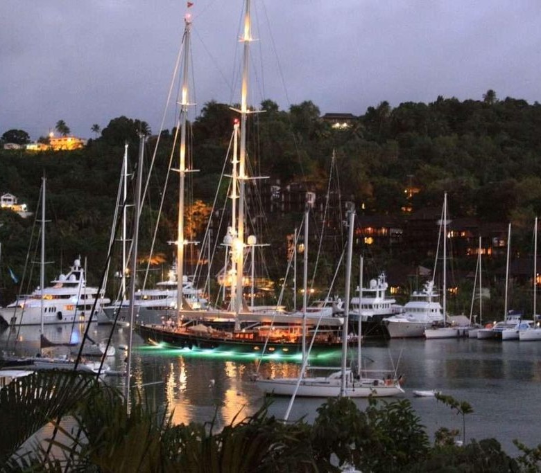 Mango Beach villa st lucia real estate marigot for sale night view