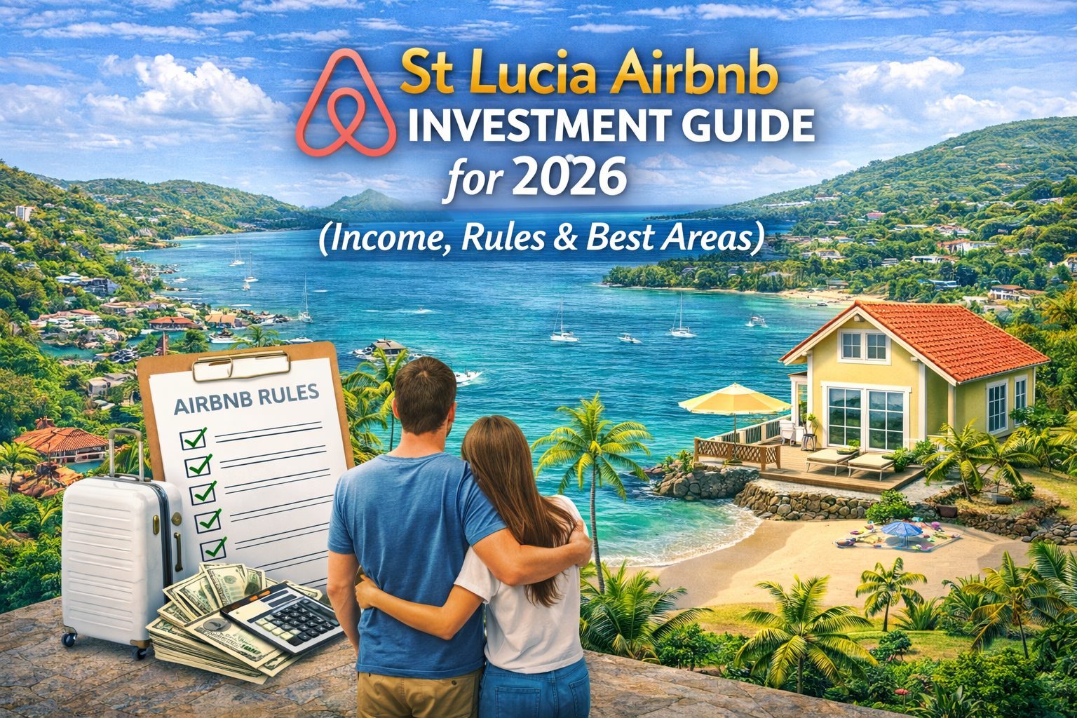 St Lucia Airbnb Investment Guide for 2026 covering rental income potential, legal rules, taxes, startup costs, and the best areas to invest