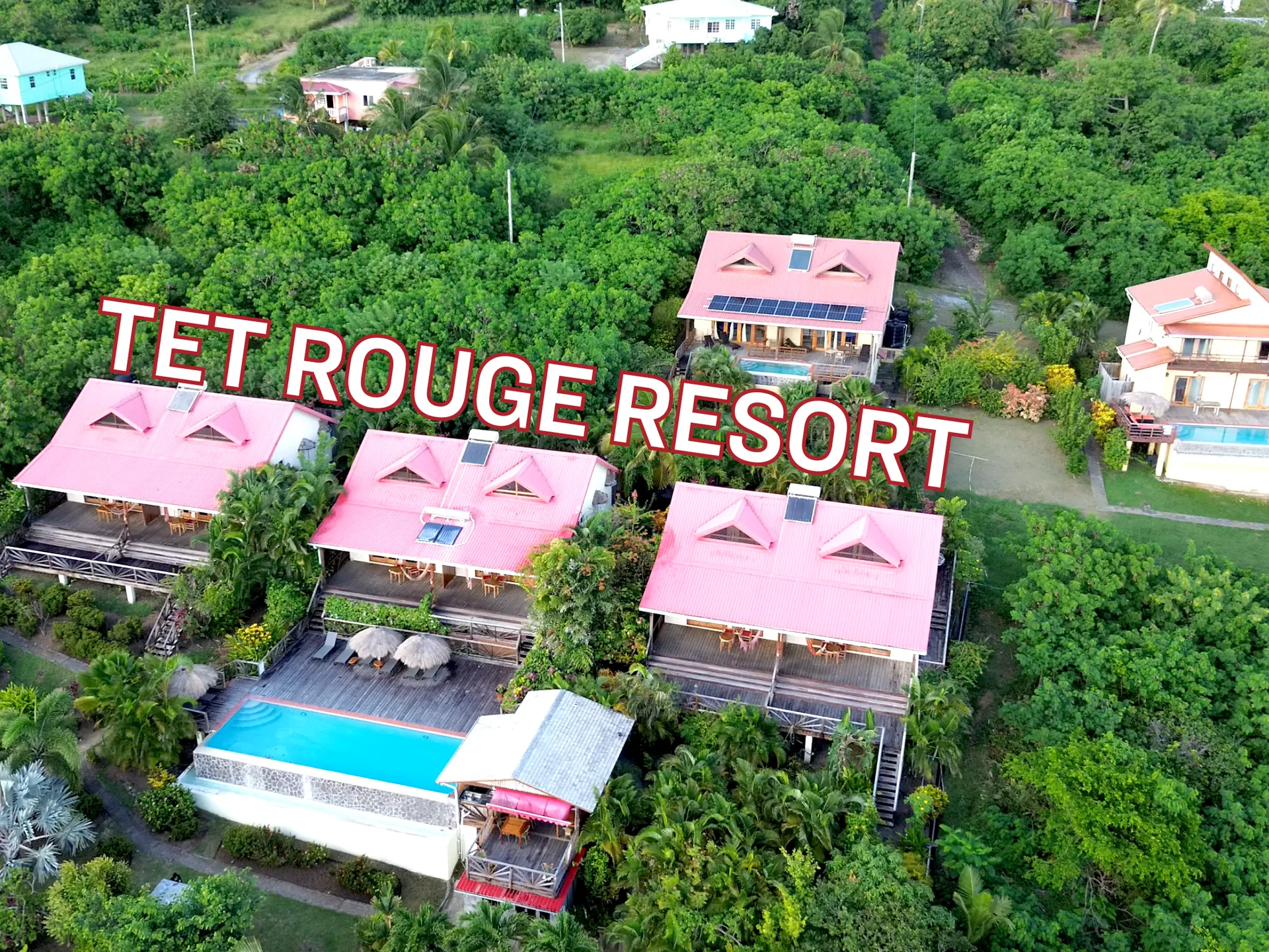 Saint Lucia Real Estate—Tet Rouge Resort | Realty St. Lucia front of villa aerial