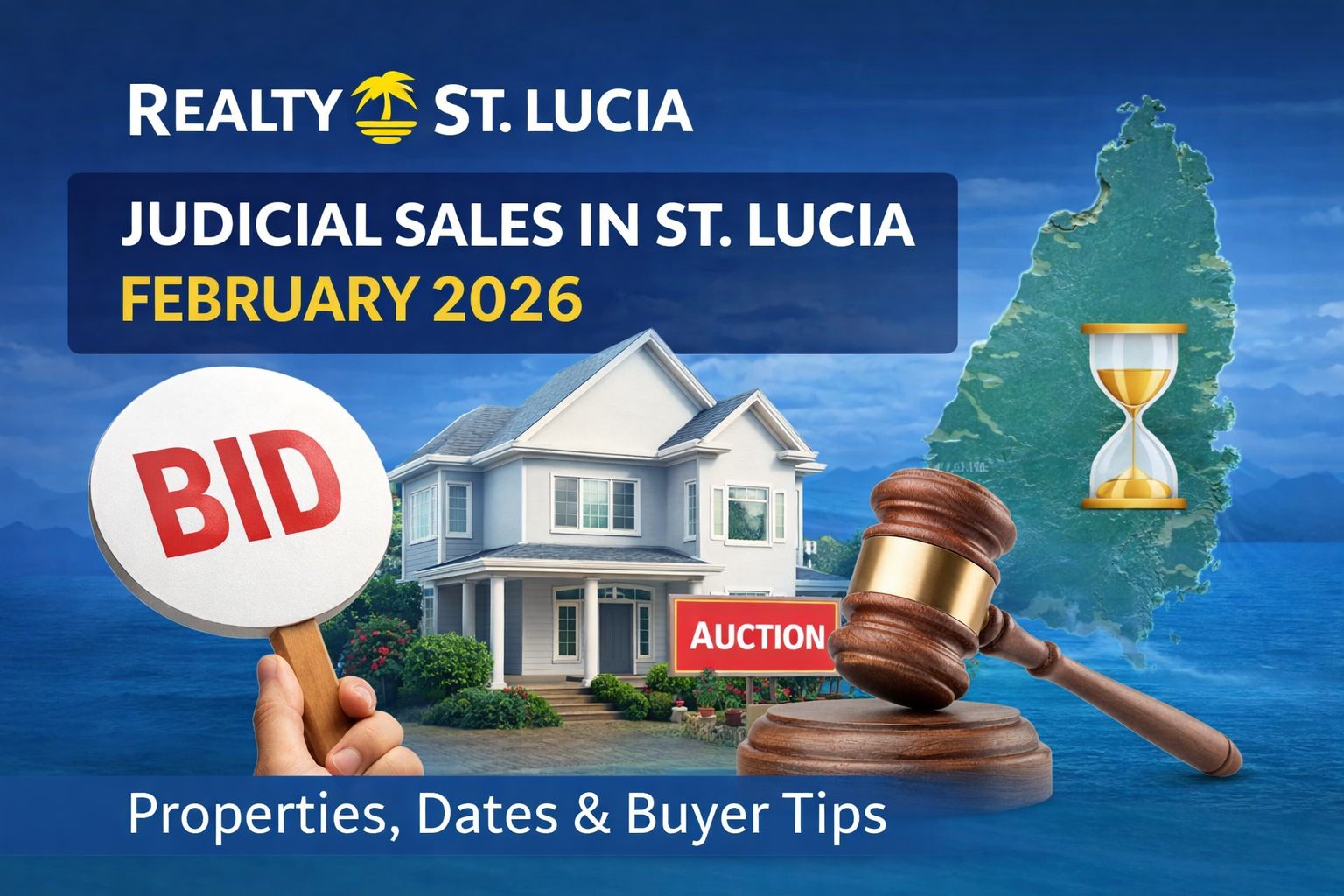 Judicial sales in St. Lucia for February 2026. View properties, upset prices, sale dates, and expert tips before bidding at auction.